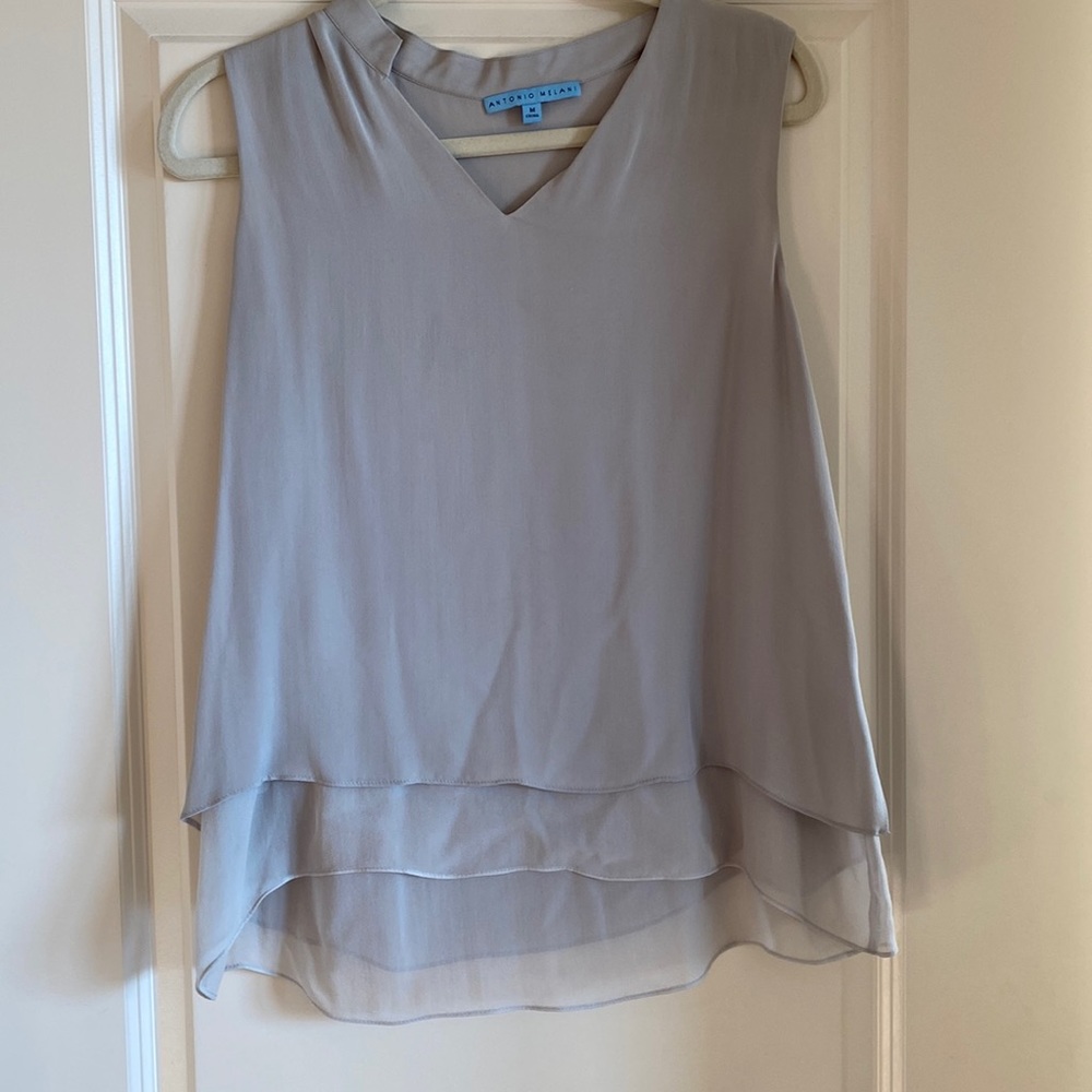 Antonio Melani sleeveless stone gray top size small